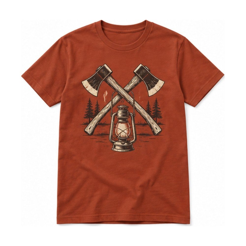 Crossed Axes & Lantern Woodcut Tee